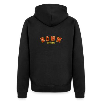 Bonn Fondée en 1976 - Veste à capuche bio Premium Unisexe - noir - Dos - Nico (187cm)