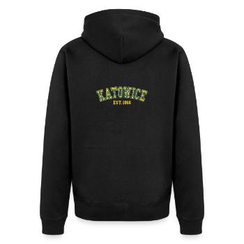 Katowice Est. 1966 - Unisex Premium Organic Zip Hoodie - black - Back - Nico (187cm)