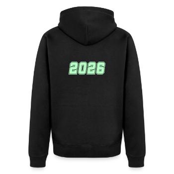 2026-- - Unisex Premium Organic Zip Hoodie - black - Back - Nico (187cm)