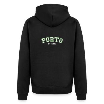 Porto Est. 1996 - Unisex Premium Organic Zip Hoodie - black - Back - Nico (187cm)