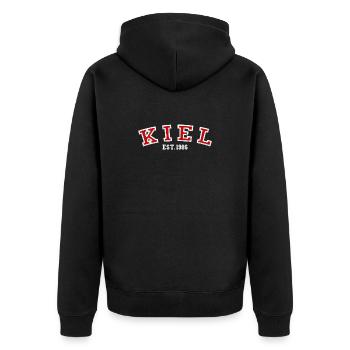 Kiel Est. 1986 - Unisex Premium Organic Zip Hoodie - black - Back - Nico (187cm)