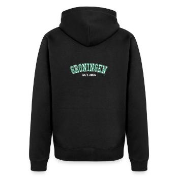 Groningue fondée en 2006 - Veste à capuche bio Premium Unisexe - noir - Dos - Nico (187cm)