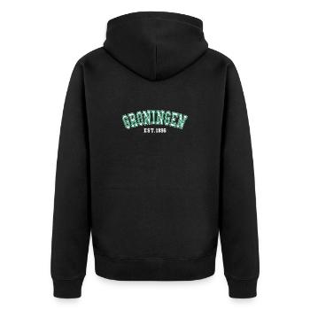 Groningue Fondée en 1996 - Veste à capuche bio Premium Unisexe - noir - Dos - Nico (187cm)