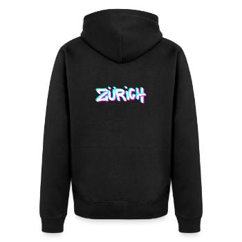Zurich Neon Graffiti - Unisex Premium Organic Zip Hoodie - black - Back - Nico (187cm)