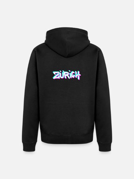 Zurich Neon Graffiti - Unisex Premium Organic Zip Hoodie - black