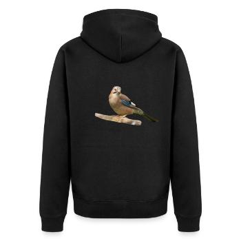 Eichelhäher - Unisex Premium Bio Zip Hoodie - Schwarz - Hinten - Nico (187cm)