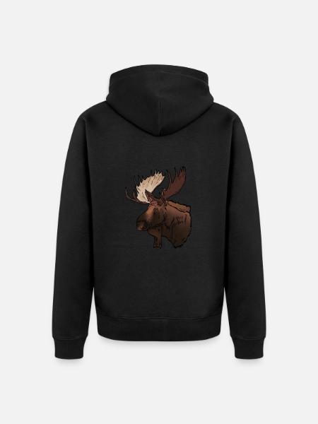 Moose head - Unisex Premium Organic Zip Hoodie - black