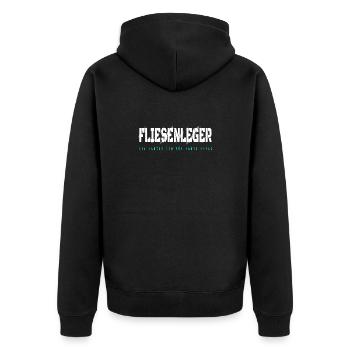 Fliesenleger Design - Unisex Premium Bio Zip Hoodie - Schwarz - Hinten - Nico (187cm)