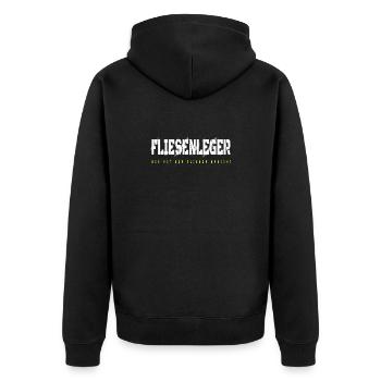Fliesenleger Design - Unisex Premium Bio Zip Hoodie - Schwarz - Hinten - Nico (187cm)