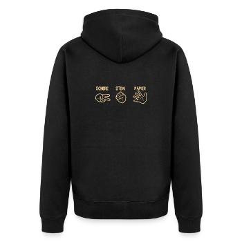 Schere Stein Papier Spiel Handspiel Silhouette - Unisex Premium Bio Zip Hoodie - Schwarz - Hinten - Nico (187cm)