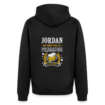 Jordan bière jordan cadeau Jordan fêtes - Veste à capuche bio Premium Unisexe - noir - Dos - Nico (187cm)