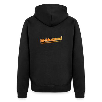 M-Mustard - Unisex Premium Organic Zip Hoodie - black - Back - Nico (187cm)