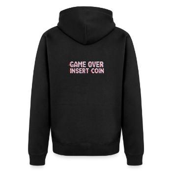 Retro Arcade Playing Pixel Glitch - Unisex Premium Organic Zip Hoodie - black - Back - Nico (187cm)