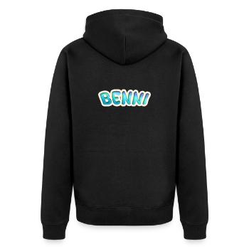 Job Benni - Unisex Premium Bio Zip Hoodie - Schwarz - Hinten - Nico (187cm)