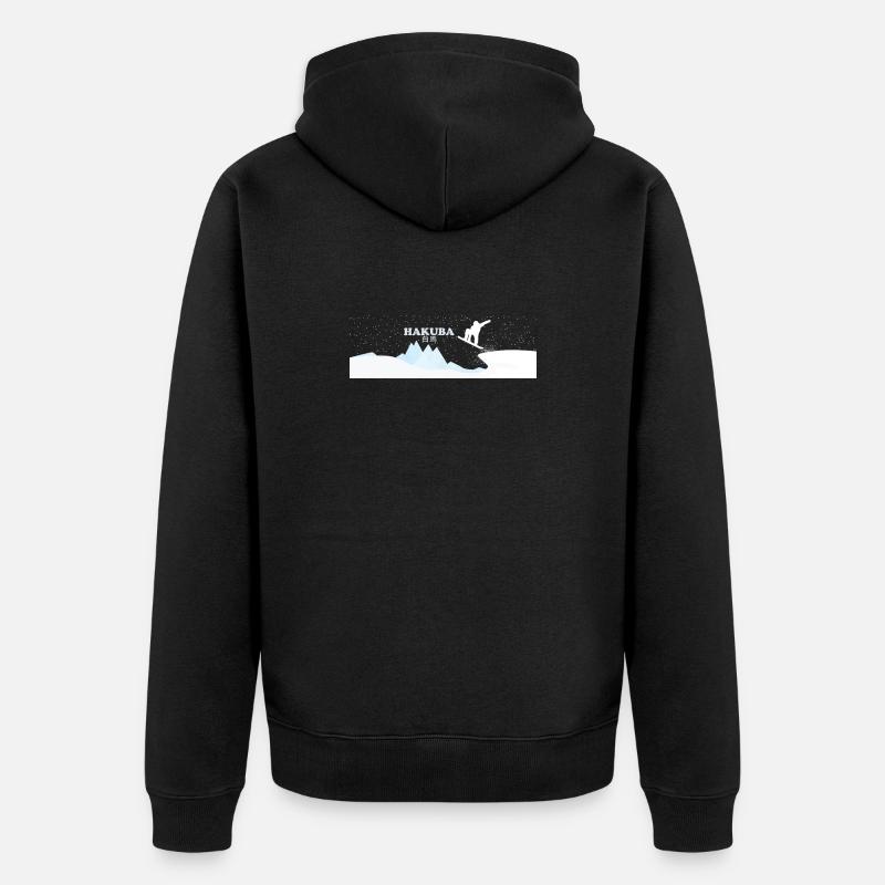 Hakuba Snowboard - Unisex Premium Bio Zip Hoodie - Schwarz