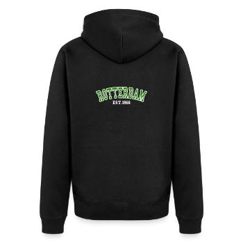 Rotterdam Est. 1966 - Unisex Premium Organic Zip Hoodie - black - Back - Nico (187cm)