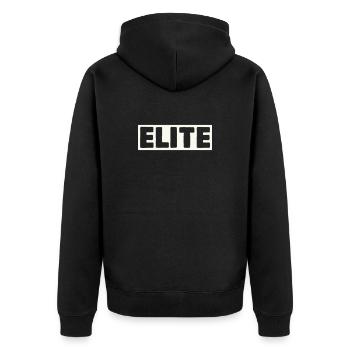 Elite Lettering Shirt - Unisex Premium Organic Zip Hoodie - black - Back - Nico (187cm)
