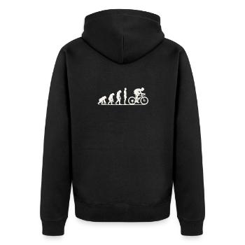 Gravel Bike Evolution - Unisex Premium Bio Zip Hoodie - Schwarz - Hinten - Nico (187cm)