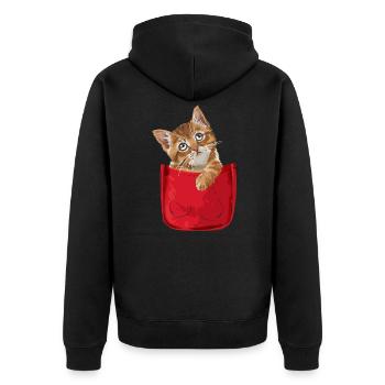 Chat dans la poche de poitrine Drôle de chat - Veste à capuche bio Premium Unisexe - noir - Dos - Nico (187cm)