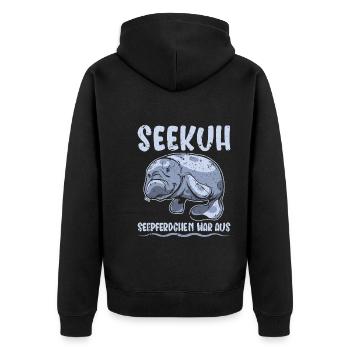 Seekuh Schwimmer Schwimmerin Schwimmen - Unisex Premium Bio Zip Hoodie - Schwarz - Hinten - Nico (187cm)