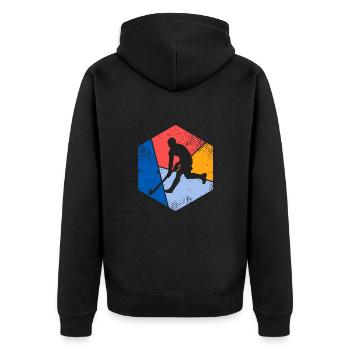 Vintage Field Hockey Player Lawn Hockey Player - Unisex Premium Organic Zip Hoodie - black - Back - Nico (187cm)
