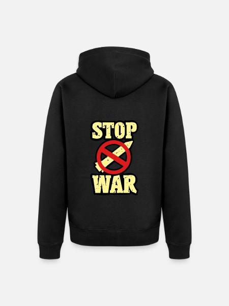 Against war - Unisex Premium Organic Zip Hoodie - black