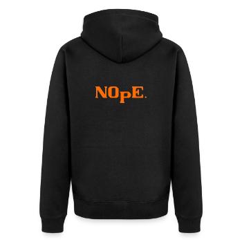 Nope - Unisex Premium Bio Zip Hoodie - Schwarz - Hinten - Nico (187cm)