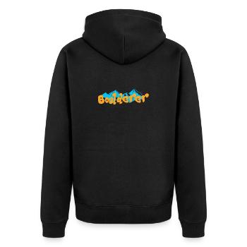 Bouldern Boulderer - Unisex Premium Bio Zip Hoodie - Schwarz - Hinten - Nico (187cm)