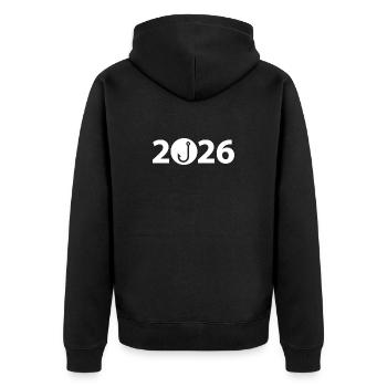 Fisherman 2026, Angler 2026, Fishhook 2026 - Unisex Premium Organic Zip Hoodie - black - Back - Nico (187cm)
