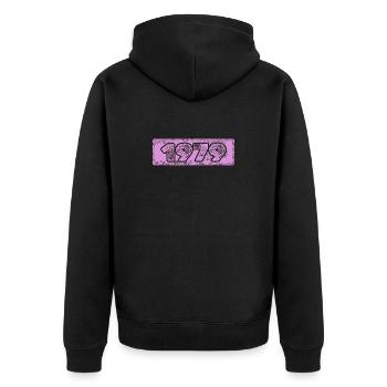 Jahrgang 1979 - Unisex Premium Bio Zip Hoodie - Schwarz - Hinten - Nico (187cm)