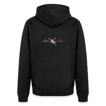 Boulderer heartbeat Bouldering Bouldering - Unisex Premium Organic Zip Hoodie - black - Back - Nico (187cm)