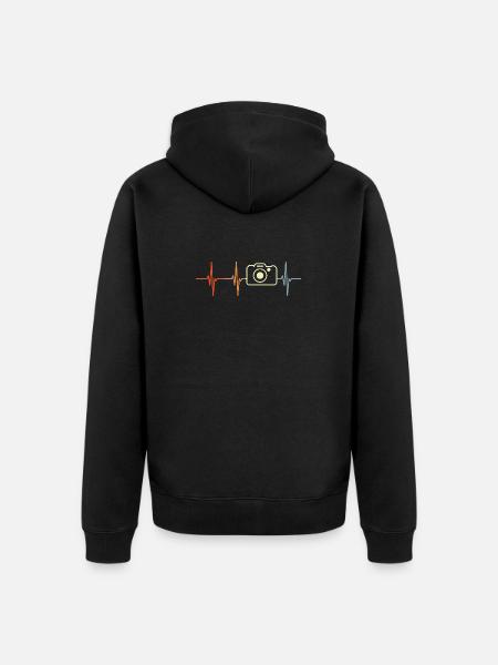 Fotografie Kardiogramm Retro Look - Unisex Premium Bio Zip Hoodie - Schwarz