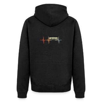 Bus Kardiogramm Retro - Unisex Premium Bio Zip Hoodie - Schwarz - Hinten - Nico (187cm)
