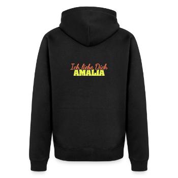 Liebe Amalia - Unisex Premium Bio Zip Hoodie - Schwarz - Hinten - Nico (187cm)