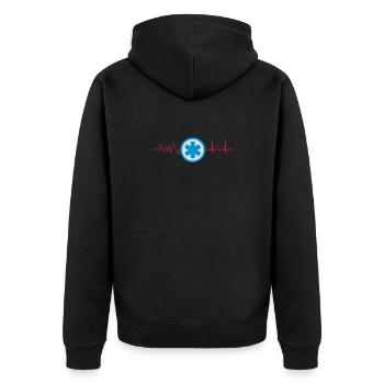 Rettungsdienst Uniform Symbol - Unisex Premium Bio Zip Hoodie - Schwarz - Hinten - Nico (187cm)