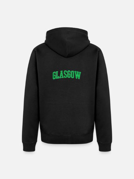 Glasgow College Style Green Block Font - Unisex Premium Organic Zip Hoodie - black