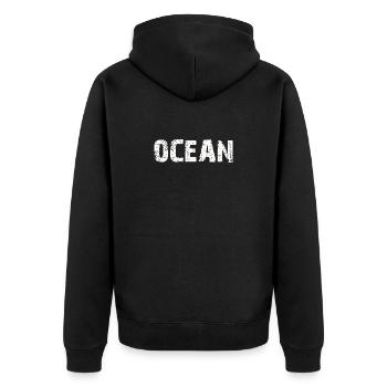 OCEAN - Unisex Premium Organic Zip Hoodie - black - Back - Nico (187cm)