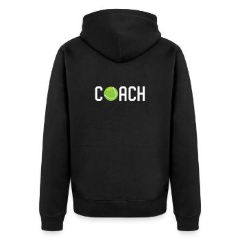 Tennis-Coach - Unisex Premium Bio Zip Hoodie - Schwarz - Hinten - Nico (187cm)