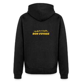 BON VOYAGE - Unisex Premium Bio Zip Hoodie - Schwarz - Hinten - Nico (187cm)