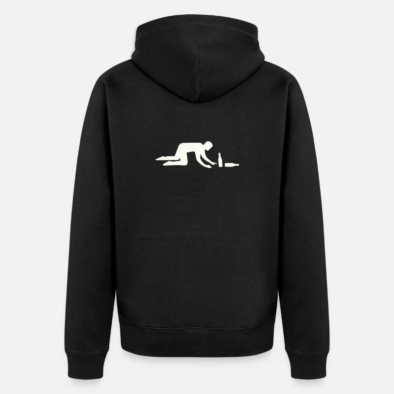 Säufer Silhouette mit Flasche - Unisex Premium Bio Zip Hoodie - Schwarz
