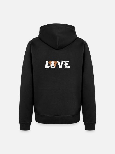 Jack Russell Love Dog Maman Papa Propriétaire Cadeau mignon - Veste à capuche bio Premium Unisexe - noir