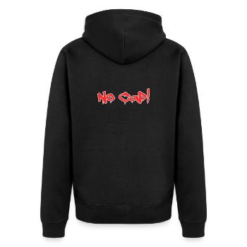 No Cap - Unisex Premium Bio Zip Hoodie - Schwarz - Hinten - Nico (187cm)