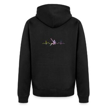 Boulderer heartbeat Bouldering Bouldering - Unisex Premium Organic Zip Hoodie - black - Back - Nico (187cm)