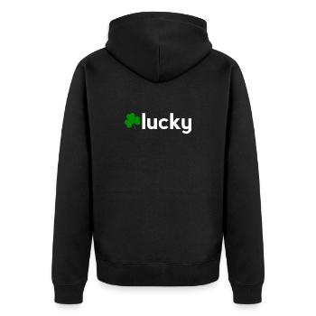 Lucky Shamrock Minimalist Irish Design - Unisex Premium Organic Zip Hoodie - black - Back - Nico (187cm)