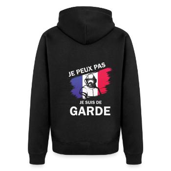 Je peux pas je suis de garde : Cadeau drôle cool - Veste à capuche bio Premium Unisexe - noir - Dos - Nico (187cm)