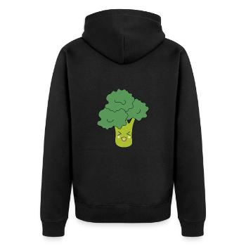 Kawaii Brokkoli Gemüse vegan - Unisex Premium Bio Zip Hoodie - Schwarz - Hinten - Nico (187cm)
