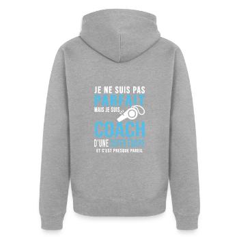 coach parfait super équipe club humour coach sport - Veste à capuche bio Premium Unisexe - gris chiné - Dos - Nico (187cm)