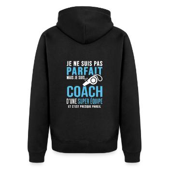 coach parfait super équipe club humour coach sport - Veste à capuche bio Premium Unisexe - noir - Dos - Nico (187cm)