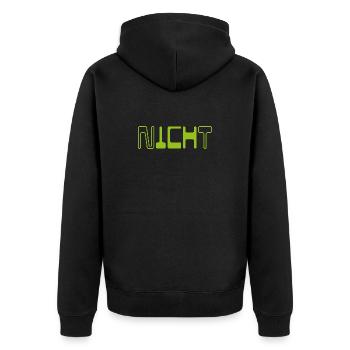 Nicht ICH - ICH Nicht  - Unisex Premium Bio Zip Hoodie - Schwarz - Hinten - Nico (187cm)