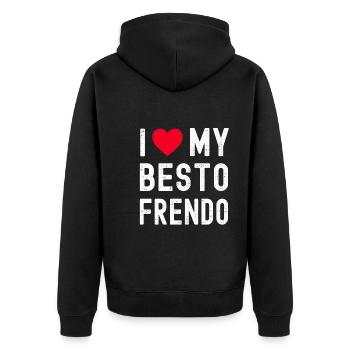 l heart my besto frendo I love my : Cool et drôle - Veste à capuche bio Premium Unisexe - noir - Dos - Nico (187cm)